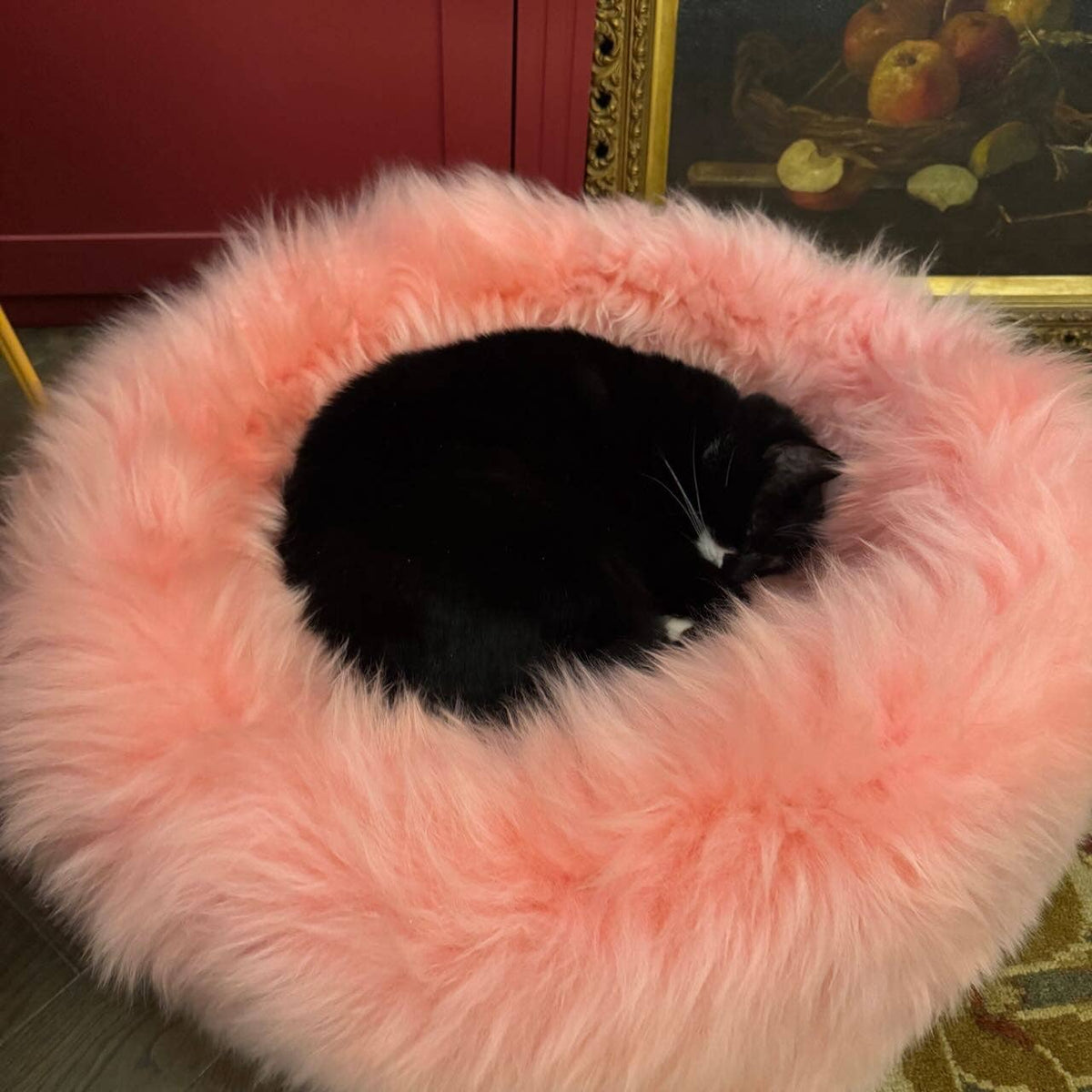 British Sheepskin Pet Bed for Cats & Dogs - Brown, 50cm Diameter
