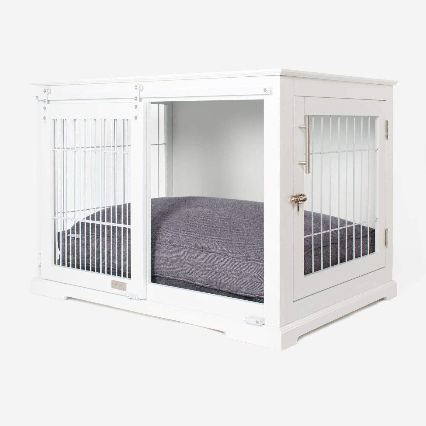 Wooden Sliding Door Dog Crate in White