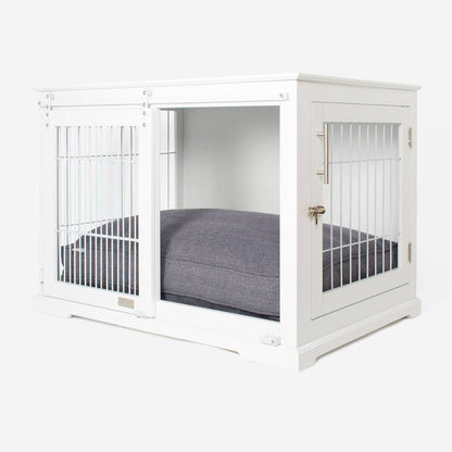 Wooden Sliding Door Dog Crate in White