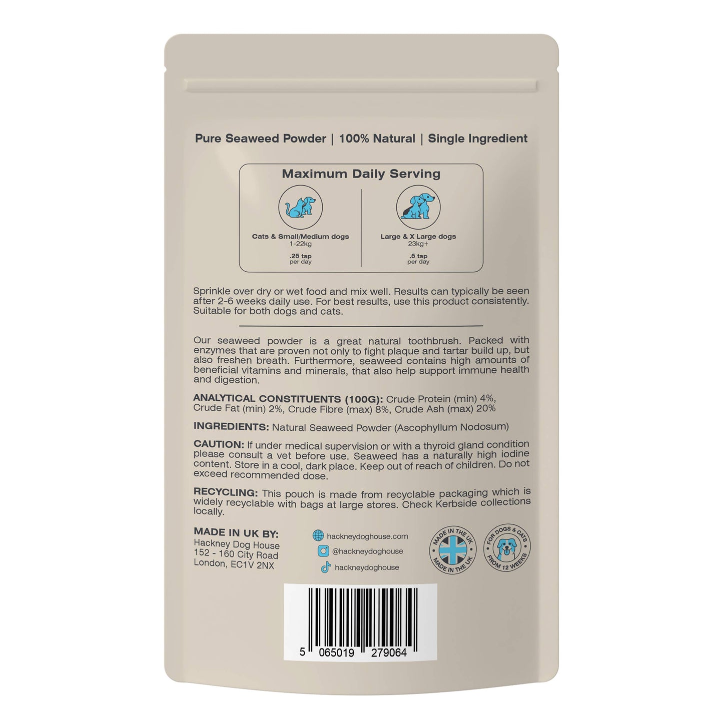 Single Pack | Plaque Seaweed Powder for Dogs | 80 Servings