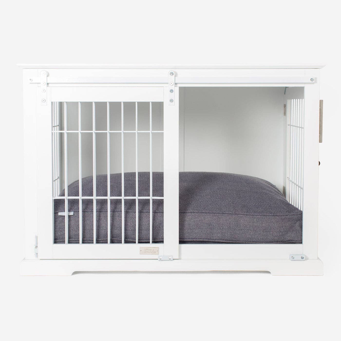 Wooden Sliding Door Dog Crate in White