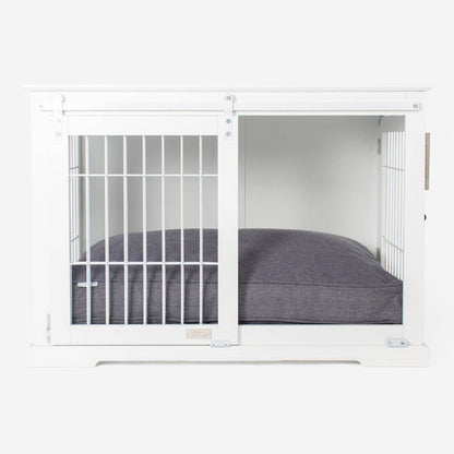 Wooden Sliding Door Dog Crate in White