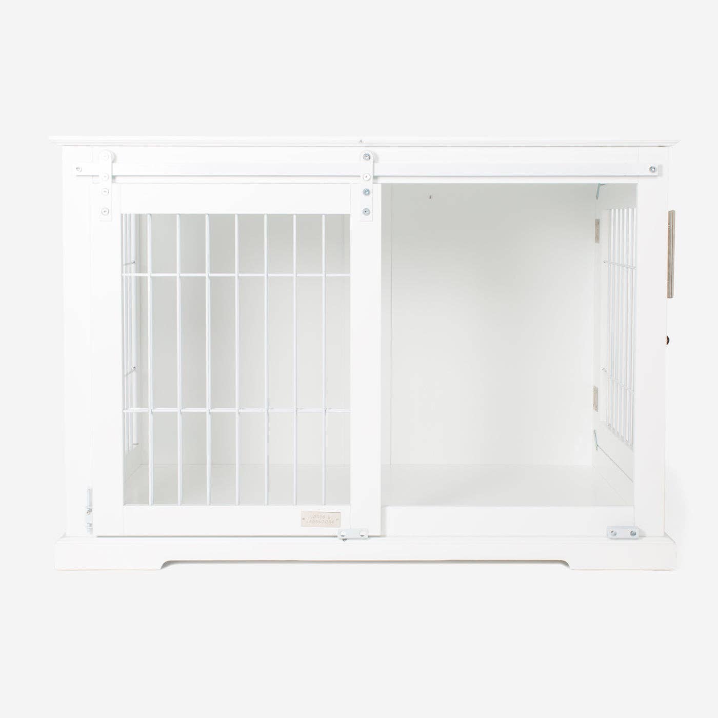 Wooden Sliding Door Dog Crate in White