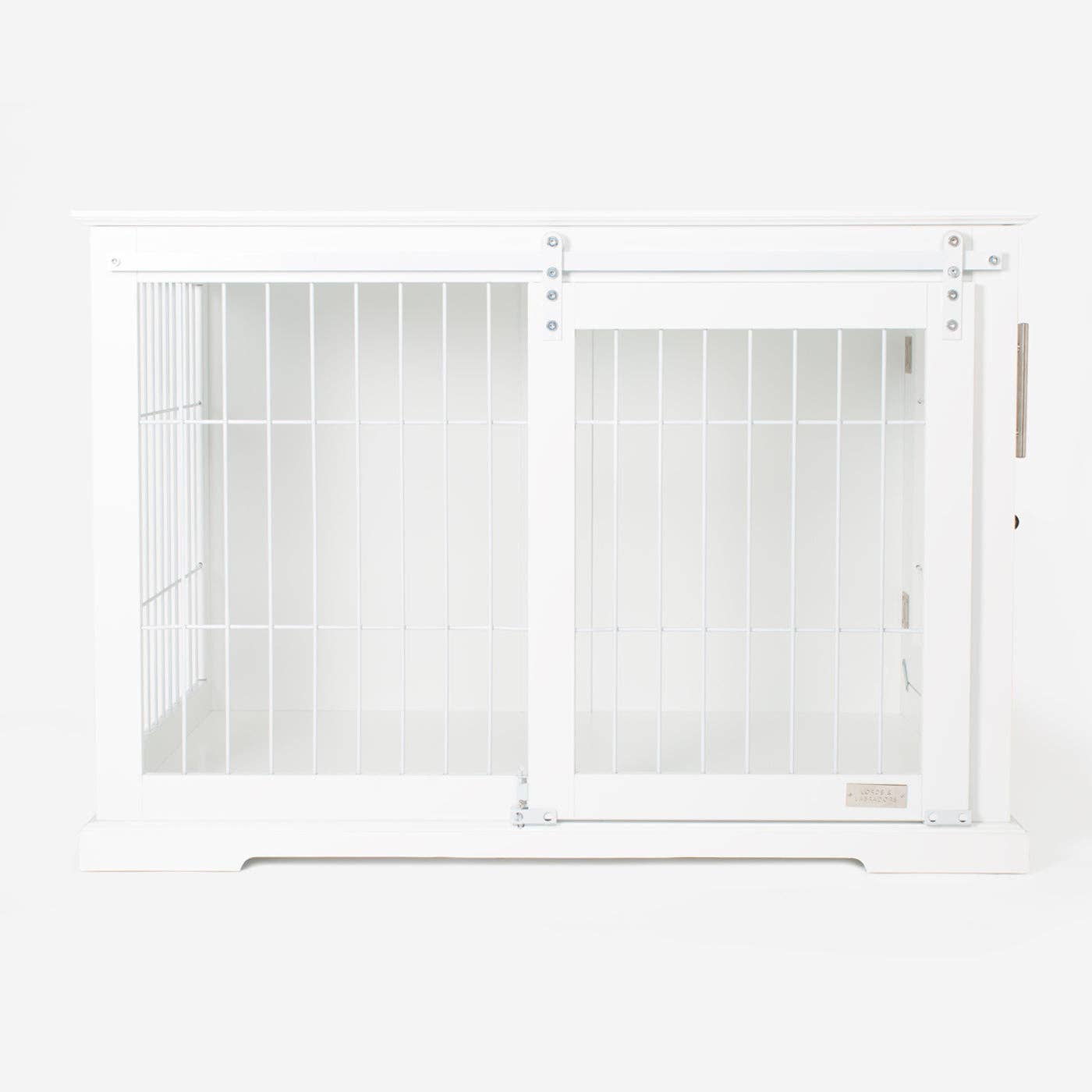 Wooden Sliding Door Dog Crate in White
