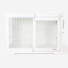 Wooden Sliding Door Dog Crate in White