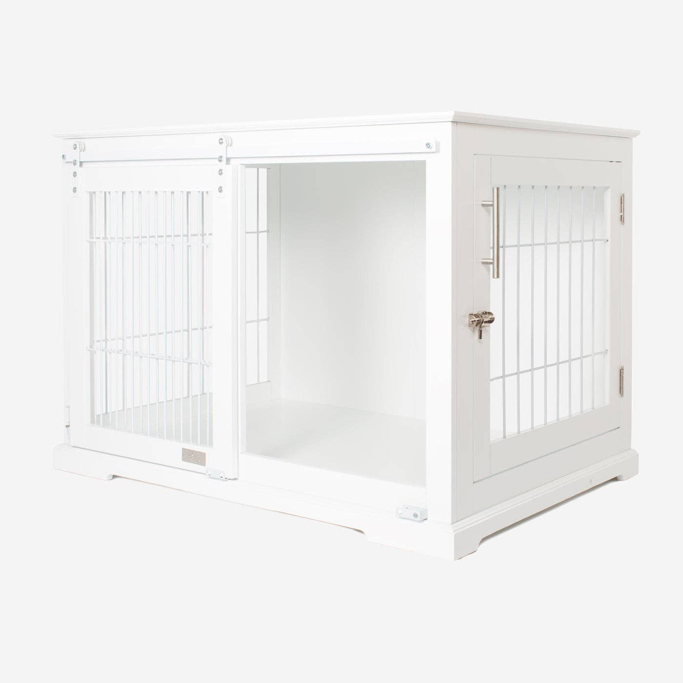 Wooden Sliding Door Dog Crate in White