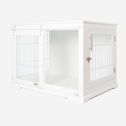 Wooden Sliding Door Dog Crate in White