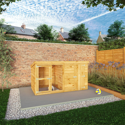 Berkshire wooden dog kennel and run in garden setting