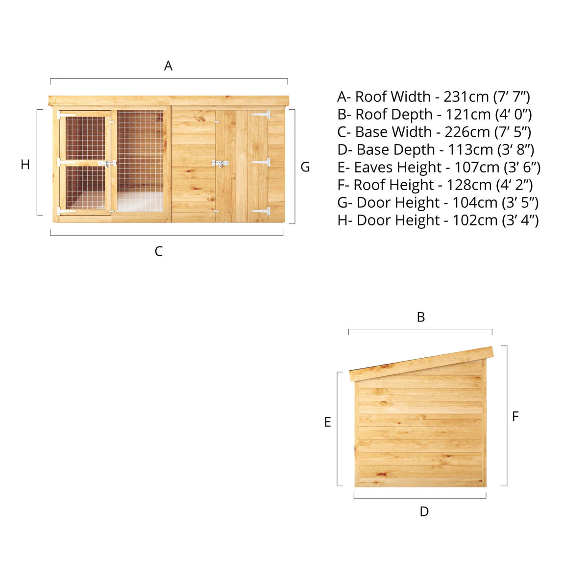 Overall dimensions of Berkshire dog run and kennel