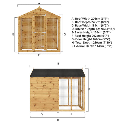 Wooden Shiplap Dog Kennel & Run – 8 x 6 ft