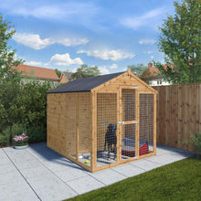 8 x 6 ft wooden dog kennel with attached outdoor run
