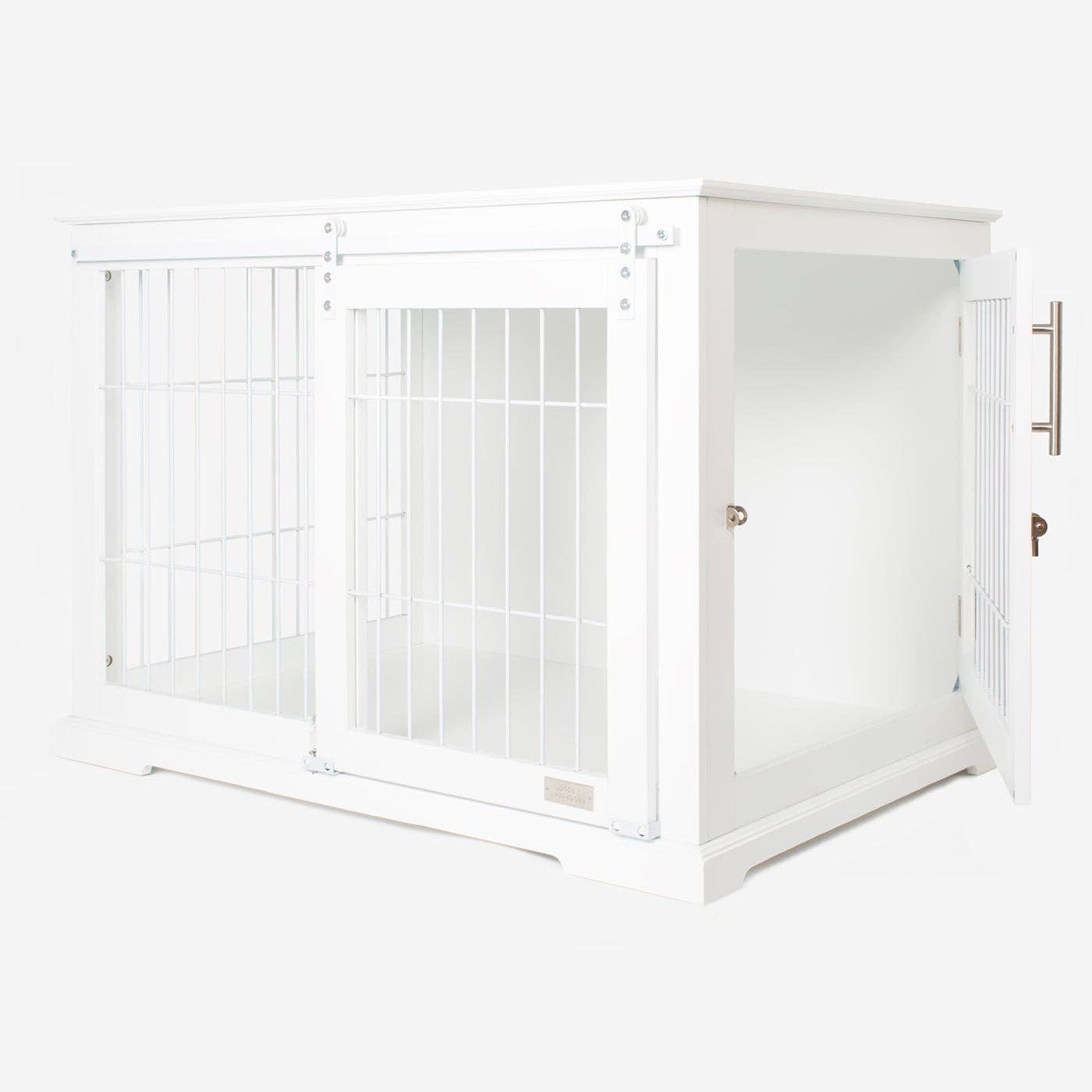 Wooden Sliding Door Dog Crate in White